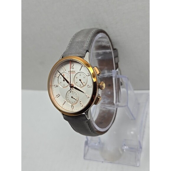 Fossil CH3071 Abilene Women Chronograph Watch Rose Gold Gray Leather New Battery main image 10